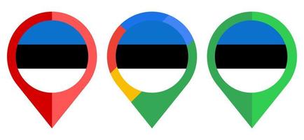 icône de marqueur de carte plate avec drapeau estonie isolé sur fond blanc vecteur
