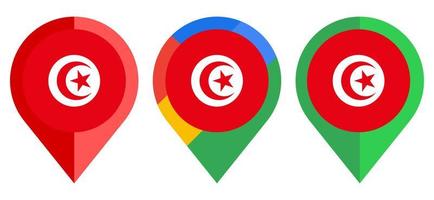 icône de marqueur de carte plate avec drapeau tunisien isolé sur fond blanc vecteur