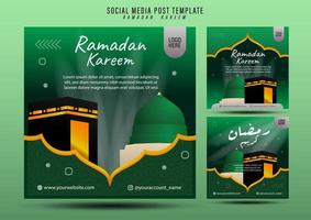 collection de publications du ramadan de couleur verte - modèle de publication sur les réseaux sociaux vecteur