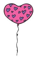 illustration de ballon volant dessiné à la main isolé sur fond blanc. doodle de ballon de la saint-valentin. clipart de vacances. vecteur