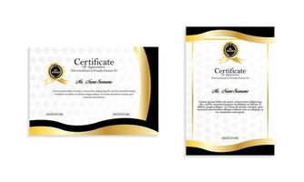 modèle de certificat de diplôme moderne élégant noir et or vecteur