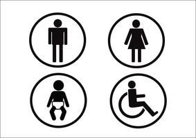 Symbole de toilettes icône homme femme handicap et enfant vecteur