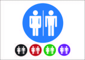 Pictogramme homme femme signe icône, signe de toilettes ou icône de toilettes vecteur