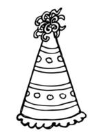 illustration de chapeau de fête dessiné à la main isolé sur fond blanc. doodle de chapeau d'anniversaire. clipart de vacances. vecteur