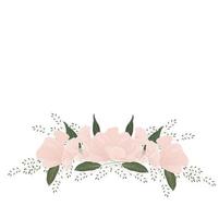 guirlande de fleurs vector illustration de stock. cadre horizontal pour invitation de mariage. coquelicot rose et fleurs roses. une couronne pour une princesse. isolé sur fond blanc.