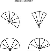 ligne de ventilateur pliable classique et icône solide, concept de théâtre, signe vectoriel de ventilateur à main sur fond blanc, icône de style de contour pour le concept mobile et la conception Web.