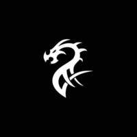 logo simple de dragon, logo de tête de dragon et vecteur de conception de tatouage, fond noir