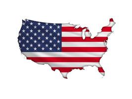carte des états-unis avec le drapeau national des états-unis d'amérique ombre intérieure isolée sur fond blanc. vecteur