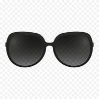 modèle isolé de lunettes de soleil noires transparentes. verre noirci élégant dans un cadre en plastique et design vintage protection solaire vectorielle moderne vecteur