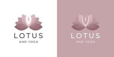 vecteur de conception de logo féminin lotus et yoga