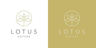 vecteur de conception de logo féminin fleur de lotus doré de luxe pour salon bijoux spa et massage