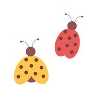 coccinelles rouges et jaunes, insectes, coléoptères. illustration pour l'impression, les arrière-plans, les couvertures, les emballages, les cartes de voeux, les affiches, les autocollants, le design textile et saisonnier. isolé sur fond blanc. vecteur