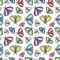 motif néon coloré avec des papillons multicolores vecteur