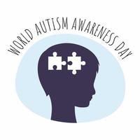 bannière de la journée mondiale de sensibilisation à l'autisme. moitiés de puzzles et tête de bébé. symbole de l'autisme. vecteur