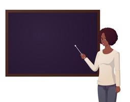 femme afro-américaine pointant sur un tableau noir, concept d'illustration pour professeur d'école, image vectorielle de présentation vecteur
