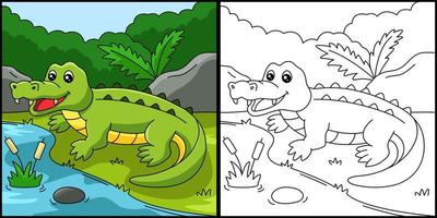 coloriage de crocodile illustration colorée vecteur