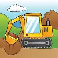 illustration de véhicule coloré de dessin animé d'excavatrice