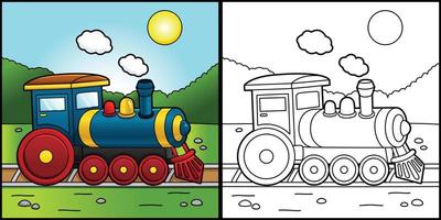 illustration de la page de coloriage de la locomotive à vapeur vecteur