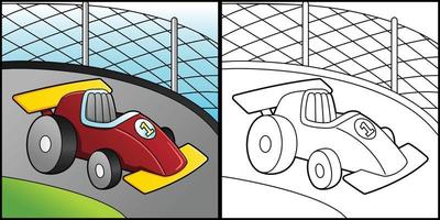 voiture de course coloriage illustration de véhicule vecteur