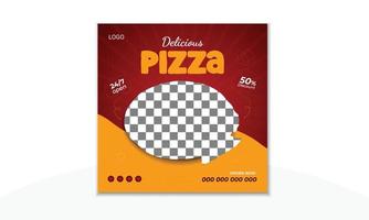 modèle d'affiche de pizza sur les médias sociaux vecteur