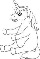 Coloriage de licorne assis isolé pour les enfants vecteur