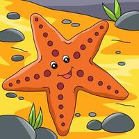 illustration colorée de dessin animé étoile de mer vecteur