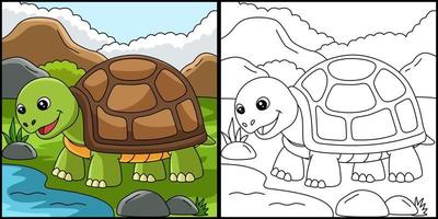 tortue, coloriage, page, animal, illustration vecteur