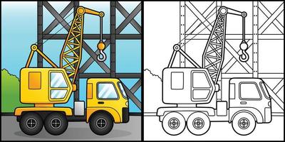 grue, coloriage, véhicule, illustration vecteur