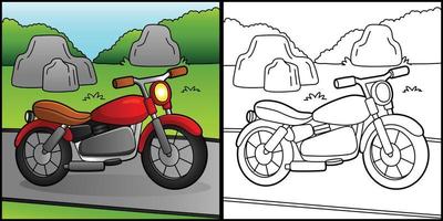 moto, coloriage, page, véhicule, illustration vecteur