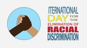 la journée internationale pour l'élimination de la discrimination raciale est célébrée chaque 21 mars. illustration vectorielle. main dans la main vecteur