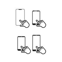 icône de smartphone à écran tactile à la main. cliquez sur le smartphone. icône de vecteur