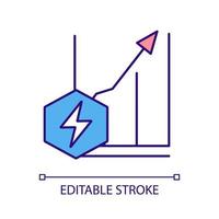 augmentation des niveaux d'énergie icône de couleur rvb. augmenter l'efficacité énergétique. secteur industriel. amélioration opérationnelle. illustration vectorielle isolée. dessin au trait rempli simple. trait modifiable vecteur