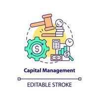 icône de concept de gestion du capital. réglementation économique nationale ou régionale. illustration de la ligne mince de l'idée abstraite de la gestion financière. dessin de couleur de contour isolé de vecteur. trait modifiable vecteur