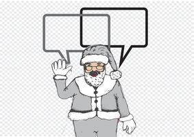 Père Noël pour Noël dessiné à la main et parler de bulle vecteur