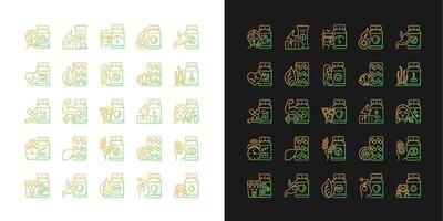 icônes de gradient de compléments alimentaires définies pour le mode sombre et clair. source de vitamines et de nutriments. ensemble de symboles de contour de ligne mince. collection d'illustrations vectorielles isolées en noir et blanc vecteur