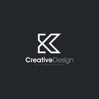 logo de la lettre k, symbole de forme, couleur noir et blanc, technologie et conception créative de connexion de points abstraits numériques vecteur