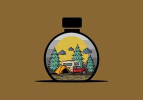 rv van camping dans la nature illustration vecteur