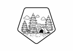 rv van camping dans la nature illustration vecteur