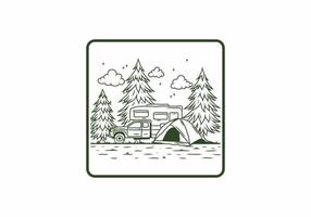 rv van camping dans la nature illustration vecteur