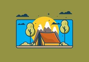 camping avec illustration plate de tente vecteur