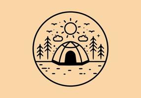 illustration d'art en ligne de tente de camping vecteur