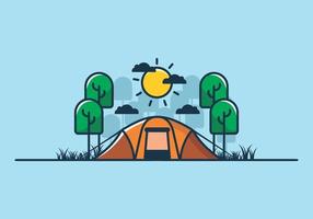 camping avec une illustration plate de grande tente vecteur