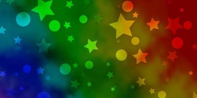 disposition de vecteur multicolore clair avec des cercles, des étoiles.