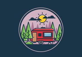 camping-car dans l'illustration plate de la jungle vecteur