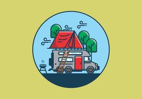 illustration plate de camping de voiture sur le toit vecteur