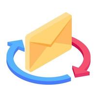 icône du courrier de synchronisation dans un style isomérique moderne vecteur