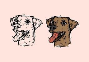 dessin d'illustration de tête de chien vintage vecteur
