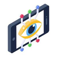 icône de surveillance de réseau mobile dans la conception isométrique, vecteur modifiable