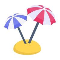 icône isométrique de parasols de jardin, vecteur modifiable