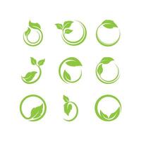 logo de feuilles vertes icônes de feuilles vertes définies modèle vectoriel